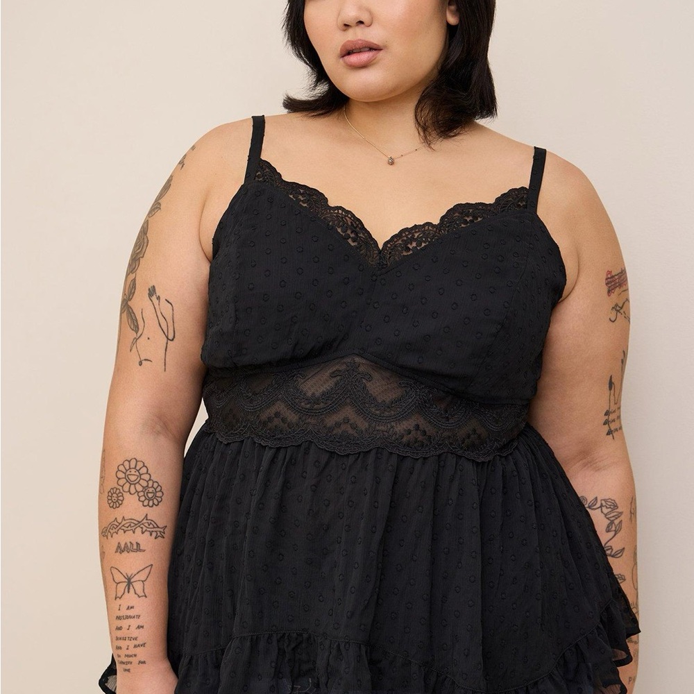 Torrid Babydoll Clip Dot V-Neck Cami - Size 1